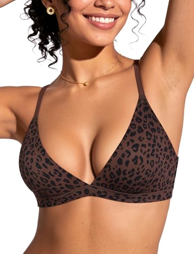 Image of OEAK Women Triangle Unlined Bra Wireless Pull On Plunge Bras