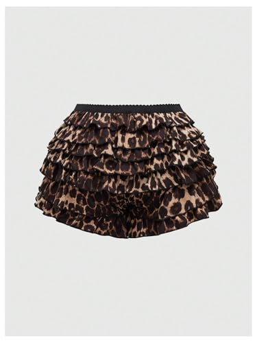 SOLY HUX Women's Y2k Leopard Print Mini Shorts Layered Ruffle Hem Low Waisted Shorts2