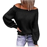 Pulli Damen Kawaii Slim Fit Shirt Klassisch All-Match Einfarbig Mode Gestreift Hoodie Pulli Basic Strickpullover Baggy V-Ausschnitt Leichter Flauschig Jumper Schwarz M
