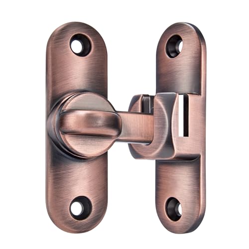 Image of INIRET 2 Packs Red Bronze Barn Door Latches,90 /180 Degree Gate Lock,Flip Gate Latches Hardware,Zinc Alloy Right Angle Door Lock Latch,Door Security Sliding Door Latch Lock for Cabinets,Bathroom