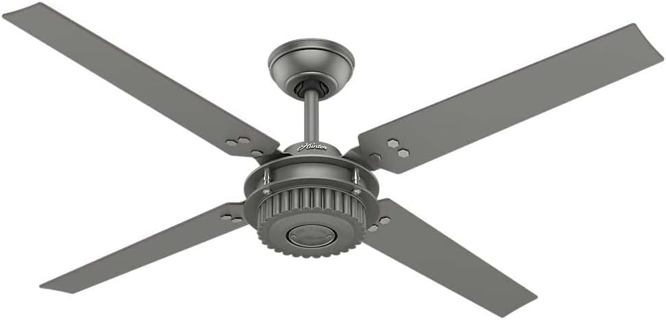 Hunter Chronicle Industrial Indoor / Outdoor Ceiling Fan with Wall Control, 54", Matte Silver