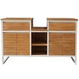 Waschbeckenunterschrank Marcia Teak Massivholz Breite vom Unterschrank 140 cm