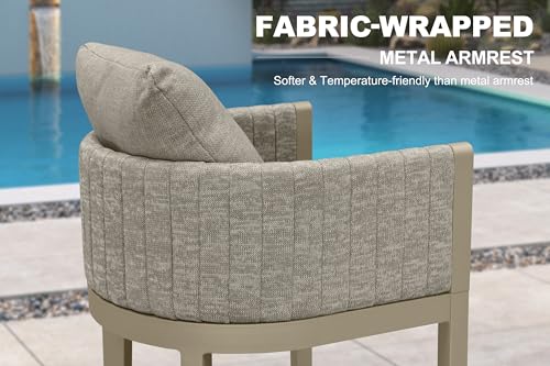 Image of PURPLE LEAF Outdoor Bar Height Stools Straight Leg Set of 2, Champagne