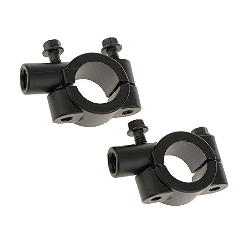 Image of Motorcycle Bike Handlebar Mirror Clamp Mounting Bracket, 10mm, Pair, Black