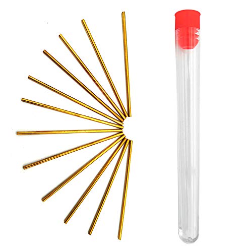 Her Kindness 12 Piezas Varilla Latón 3mm Latón Barras Redondas Sólidas para RC Modelo y DIY, con un Tubo de Almacenamiento Transparente(3mm x 100mm)