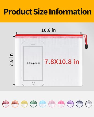 Image of SUNEE Mesh Zipper Pouch 7.8x10.8 in (10 Colors, 30 Packs), Vinyl Zipper Bags For School Office Supplies, Puzzles & Games, Travel Accessories, Waterproof Organizer