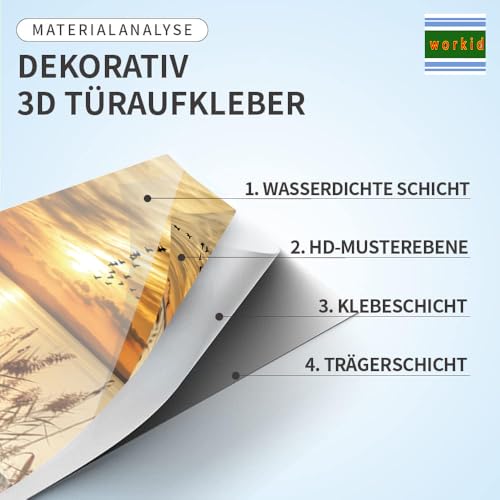 workid 3D Türtapete Türfolie selbstklebend TürPoster PVC Türaufkleber Fototapeten Schilf 77x200 cm