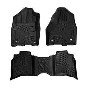 Car Floor Mats Fit for Dodge Ram 1500/2500/3500 Crew Cab 2013-2018, Fit for Ram 1500 Classic Crew Cab 2019-2022, TPE Front & Rear Auto Floor Liners All Weather Heavy Duty Black