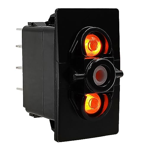 Image of Dual Orange Led 7 Pin (ON)-Off-(ON) DPDT 3 Way Momentary Rocker Switch Base for ARB /Carling Auto Marine Boat Dashboard Switch Replacement 12V /24V IP68