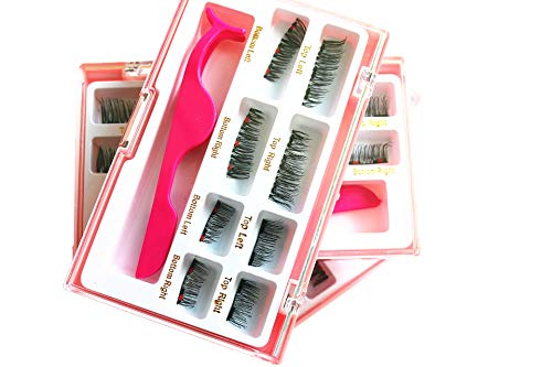 8 PCs 2 Pairs Handmade Dual Magnetic False Eyelashes-Glue Free Ultra Light weight-3D Reusable Magnetic Fake Lashes Extension-Comfortable Natural Look (MG02)