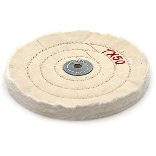 7 Inch Cloth Buffing Polishing wheel with 2/5 Inch Arbor Buffer Tool for Bench Grinder, White, 50 Ply