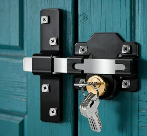 Long Throw Gate Lock Double Sides Locking Fit for Right & Left Door 5 Keys Supplied (50mm)