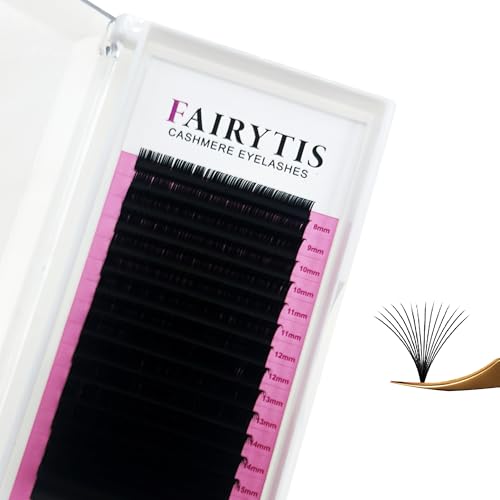 QUEWEL Easy Fan Lash Extensions 0.07mm D Curl Eyelash Extensions 8-15mm Mixed Lash Trays Matte Black Ultra Lightweight C CC D DD Curl Volume Lashes Self Fanning Lashes (0.07D Mix8-15mm)