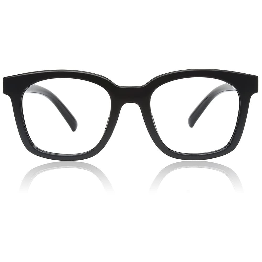 JiSoo Square Oversized Reading Glasses Women 2.0, Chunky Stylish Designer Readers 2.0 Women with Spring Hinge, Black 2.0