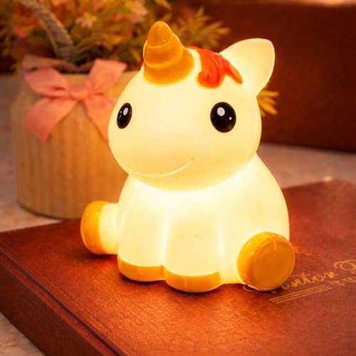 Unicorn Night Light Lamp for Kids, Battery Operated LED, Cute Bed...