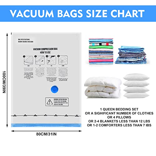 Dbdszyh Vacuum Compression Storage Bags With Hand Pump Reusable Vacuum Sealer Compression Space Saver Bag - 8-Pack (Jumbo) #TOP2