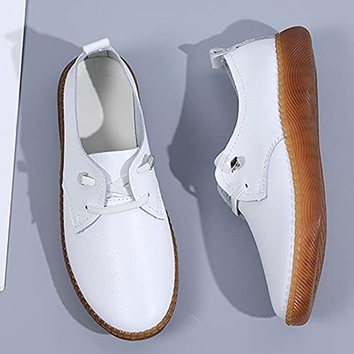 Women's Casual Slip On Flat Heel Soft Sole Loafers,Comfortable Leather Outdoor Walking Flats Breathable Fashion Sneakers3