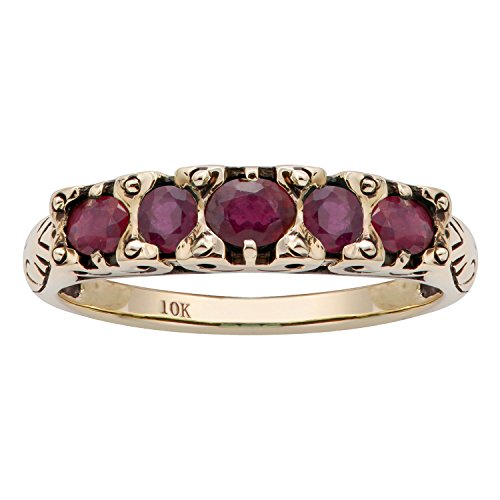 10k Yellow Gold Genuine Ruby Anniversary Ring