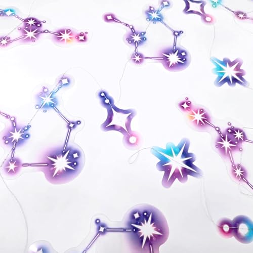 Image of Cheerland Star Party Decorations Zodiac Constellation Galaxy Garland Celestial Astrology Theme Banner Astral Hanging Glitter Stars Streamer Outer Space Birthday Decor Galaxy Party Supplies 6 Pcs
