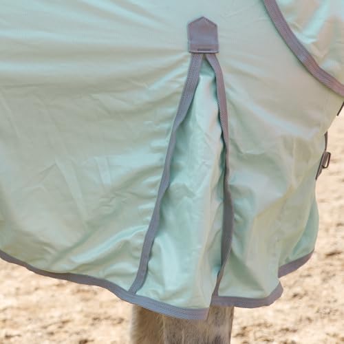 Image of Horse Fly Sheet with Detachable Neck Cover & Belly Wrap, Adjustable Fly Sheet for Horses, Ventilated Airflow Mesh Equine Cooling Summer Flysheet Green 78
