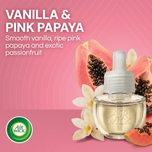 Image of Air Wick Plug In Scented Oil Refill, 10ct, Vanilla and Pink Papaya, Air Freshener, Essential Oils
