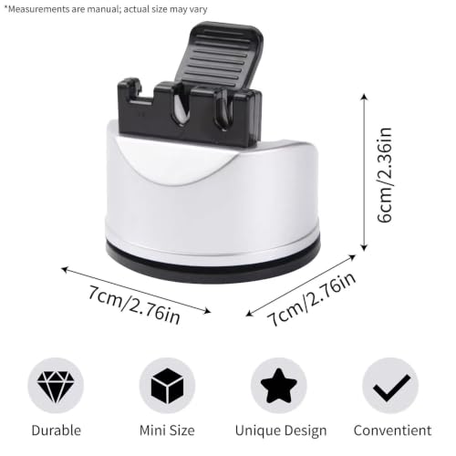 Image of 3-Stage Knife Sharpener Tool for Kitchen | Straight & Serrated Blades Scissors Sharpener | Ceramic and Steel Knives Repair & Restore, Strong Suction Base Easy Hands-Free Operation, Gifts, Gray