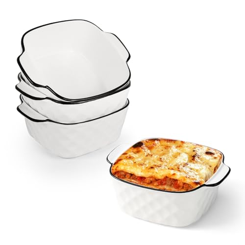 IHONYI 4PCS Lasagne Dish - 13Oz Ceramic Oven Dish,400ml Small Ceramic Baking Dish,Traditional Square 12cm Oven Dish With Handles IHONYI 4PCS Lasagne Dish - 13Oz Ceramic Oven Dish,400ml Small Ceramic Baking Dish,Traditional Square 12cm Oven Dish With Handles