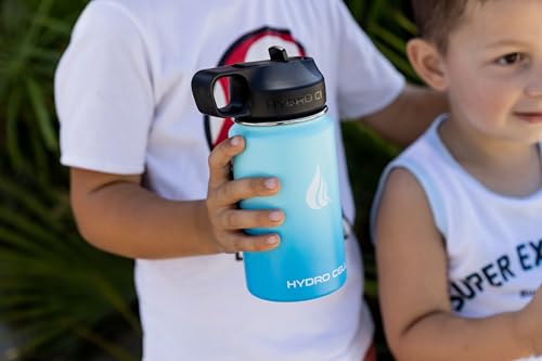 Image of HYDRO CELL Stainless Steel Insulated Water Bottle with Straw - For Cold & Hot Drinks - Metal Vacuum Flask with Screw Cap and Modern Leakproof Sport Thermos for Adults (Sky /Blue 14oz)