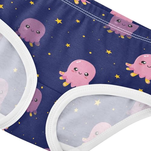 Wusikd Cute Squid Girls' Underwear Cotton Dark Blue Girls Briefs Soft Toddler Underwear 2T4