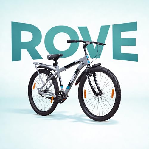 Image of Hero Rove IC 26T Single Speed Mountain Bicycle for Mens with Inbuilt Carrier | Grey-Green | Rigid | V Brake | Steel Frame : 17Inches | Rider Height : 5ft 0 inch - 5ft 8 inch | 95% Pre-Assembled Bicycle