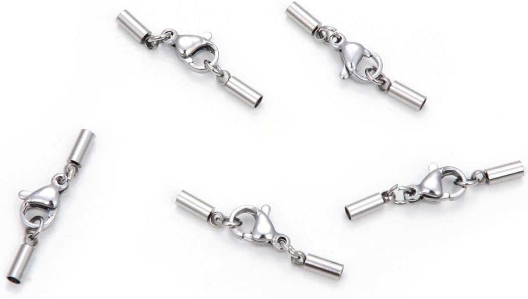 20 Sets Adabele 304 Grade Surgical Stainless Steel Tube Cord End Cap Glue in Endcap Clasp for 1mm Cord Wire Thread for Jewelry Craft Making SJF225-1