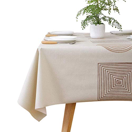 One-Day Sale: Up to 70% Off LEEVAN Heavy Vinyl Tablecloth Rectangle 54x84 Inch PVC Table Cover with Flannel Backing Wipe Clean Table Cloths Waterproof Oil-Proof for Kitchen and Dining Room-Geometry