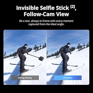 Osmo 360 Skiing Essential Combo, 360 Camera with 1-Inch 360° Imaging, Native 8K 360° Video, 4K/120fps & 170° Boost Video, 1.2m Invisible Selfie Stick Kit, Extended Battery Life with 2 Batteries