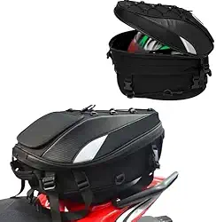 Bau bauleto alforge traseiro universal 37l preto para moto com refletivo + capa impermeável