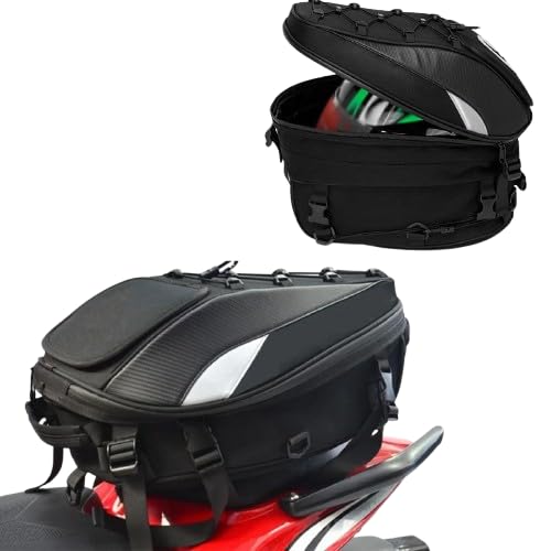 Bau bauleto alforge traseiro universal 37l preto para moto com refletivo + capa impermeável