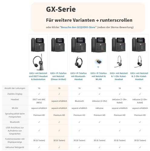 IP-Telefon GEQUDIO GX5+ Set mit Netzteil und Anleitung