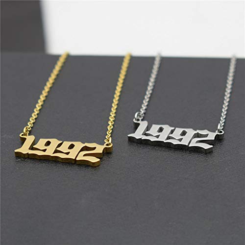 Hutinice Birth Year Necklace,Year 1992 Charm Choker Chain 18K Gold Necklace For Women Number Pendant Friendship Birthday Gift #TOP4