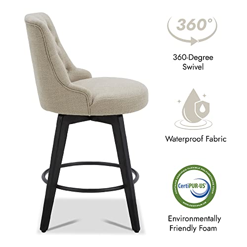 Image of Watson & Whitely Counter Height Bar Stools Swivel Barstools, Fabric Tan