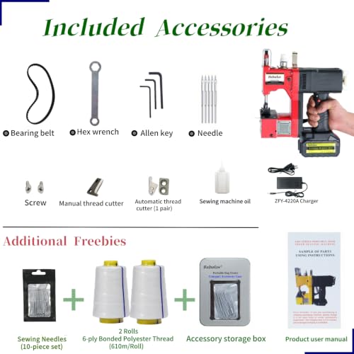 Image of Cordless Bag Sewing Machine |PortableIndustrial Bag Closer |2-Second Fast Sealingfor Woven PP /Canvas /Jute Bags |Factory &Farm Bag Stitcher | 2-Second Fast Sealingfor Woven PP /Canvas /Jute Bags |Factory &Farm Bag Stitcher