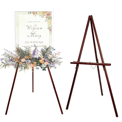 Wooden Easel Stand for Sign 60 Portable Painting Easel Adjustable Poster Stand with Tripod Easel Wedding Easel Standing for Welcome Sign Stand (Brown)