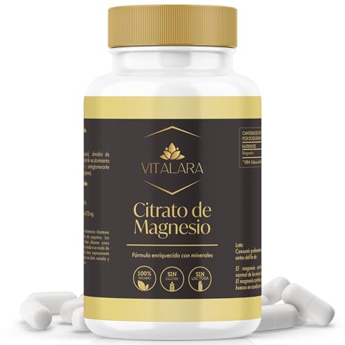 CITRATO MAGNESIO 800mg - CITRATO DE MAGNESIO CAPSULAS VEGANAS | Magnesio Citrato para Apoyo Muscular y Salud Ósea | 120 Cápsulas Magnesium Citrate | Suplementos Gym