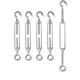Turnbuckles, Eye x Hook Turnbuckles (CO Type), PIUM 4Pcs M6 Stainless Steel Turnbuckles, 1/4' Heavy Duty Turnbuckles for Sunshade Railing, Fencing, Clothesline, Lifting