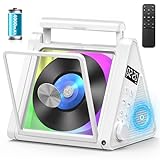 CD Player Portable with 20W Speaker, Desktop CD Player with Bluetooth 4000mAh Rechargeable Battery, FM Radio CD Speaker/RGB Lights/Remote Control/Opt/USB/3.5mm Audio Jack/Handle for Home Music Lover