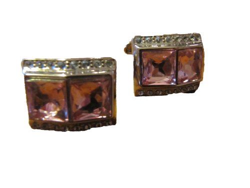 Mancuernillas Geoffrey Beene para Hombre Rosa y Plata miniatura 2