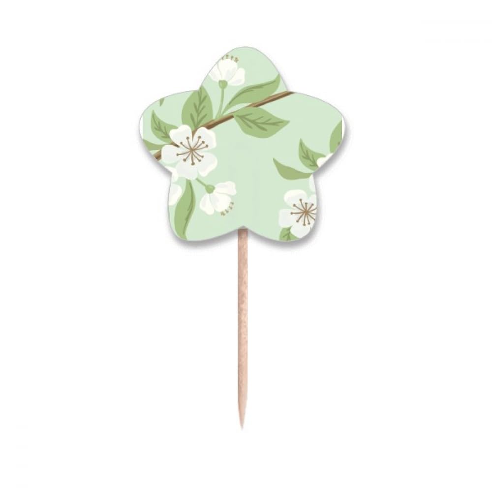 Cure-dents fleur de pêche blanche et pique drapeau étoile pour cocktail