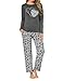 Uniexcosm Schlafanzug Damen Lang Pyjama Set Baumwolle Zweiteiliger Nachtwäsche Oberteil und Pyjamahose Sleepwear Stil 6:TA L