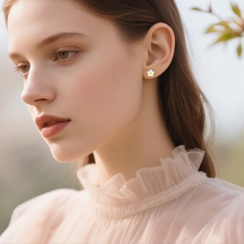 SLUYNZ Solid 925 Sterling Silver Plumeria Flower Stud Earrings for Women Teens White Flower Stud Earrings Spring2