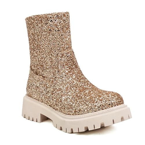 Bottines tendance pour femme paillettes dorées confortables en taille 40.5