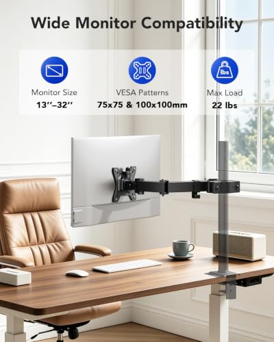 Image of HUANUO Pole Mount Monitor Arm for 13-32 inch Screens, Pole Not Included