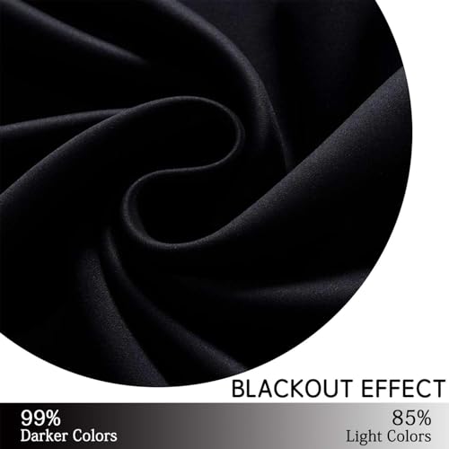 Yakamok Room Darkening Grommet Window Drapes Thermal Insulated Light Blocking Blackout Curtains for Bedroom(Black,38Wx36L,2 Panels)
